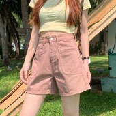 高腰牛仔短裤 子 宽松设计感复古阔腿a字热裤 女春秋夏季 2025年新款
