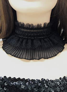 链脖子饰品黑色宽边蕾丝项项圈女颈带遮喉结颈部疤痕假领子围脖女