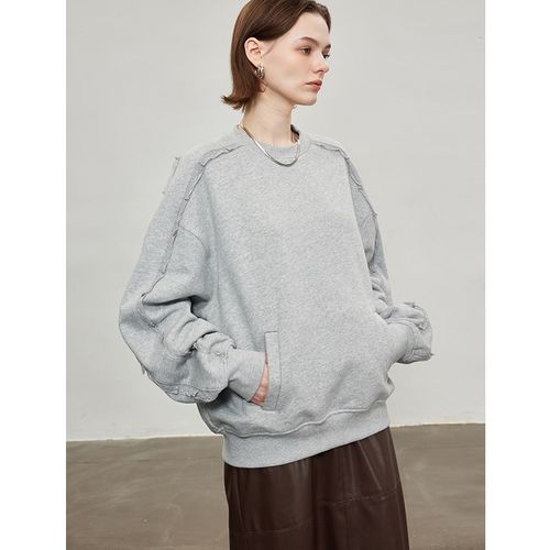 蝶之河 2024秋冬季新款卫衣绒衫女上衣外套宽松加绒加厚蕾丝拼接