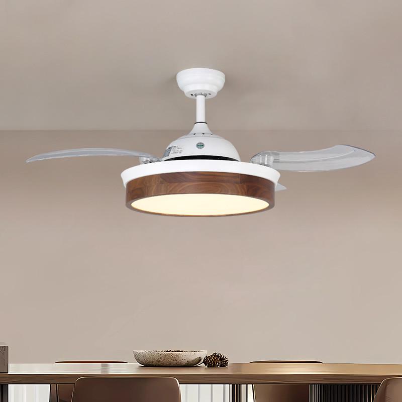 吊扇灯北美胡桃木新中式家用隐形实木客厅餐厅卧室智能遥控风扇灯