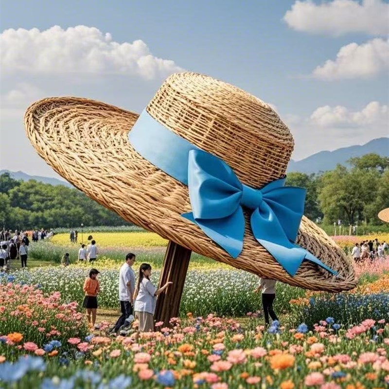 巨型草帽,户外大型藤编v巨型草帽景观花海大草帽公园巨型草帽