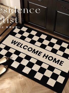 简约黑白入户门地垫丝圈门垫玄关大门口脚垫家用防尘耐磨防滑地毯