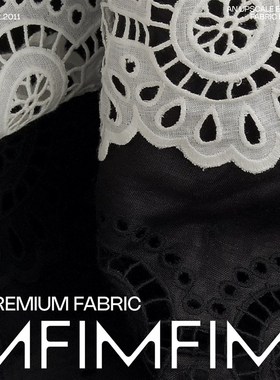 ZIM新款新花 高支高密纯亚麻面料白色/黑色波点刺绣布 幅宽125CM