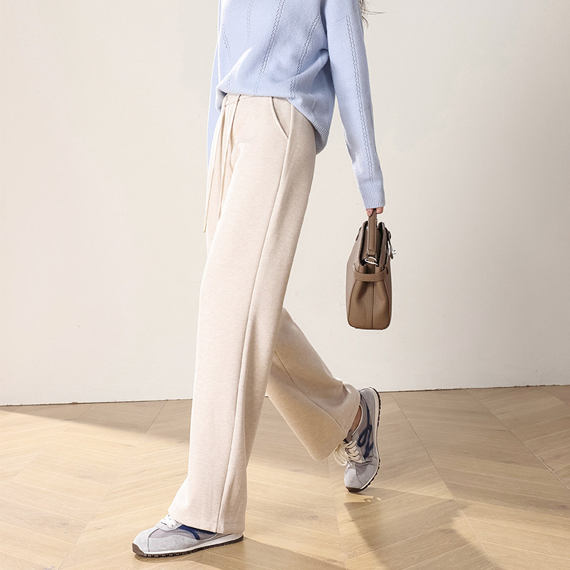 SEBICO冬季直筒加绒女裤/直筒休闲宽松垂感女裤