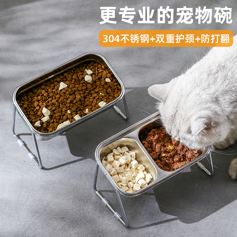 304不锈钢猫碗食盆防打翻狗碗喂食器饮水喝水碗宠物饭盆猫咪用品