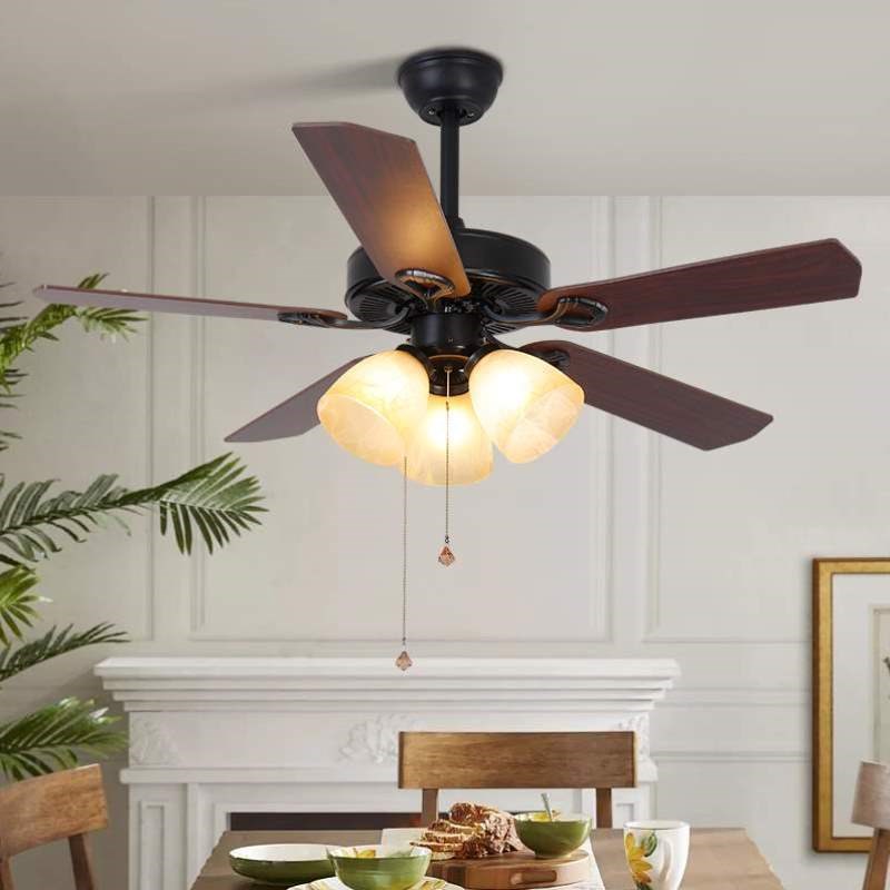 静音客厅风扇灯带灯风力灯灯灯大吊扇餐厅灯复古美式吊灯卧室风扇