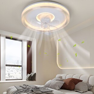 主卧室灯360度摇头风扇灯2024年新款房间静音一体护眼电扇吸顶灯