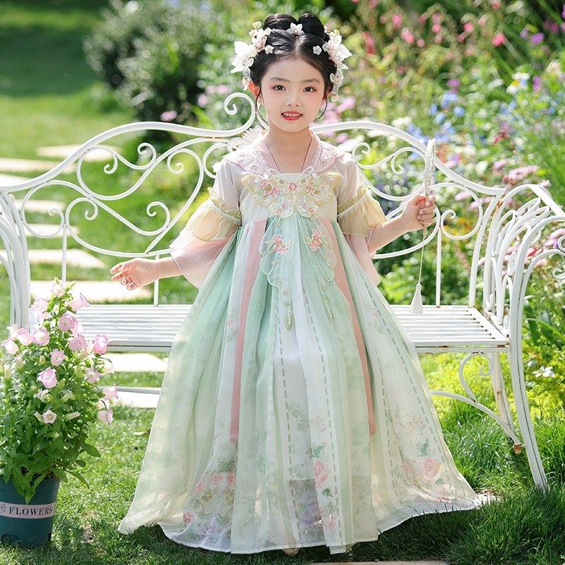 汉服女童2025新款连衣裙仙气夏季中国风儿童唐装古风超仙古装裙子
