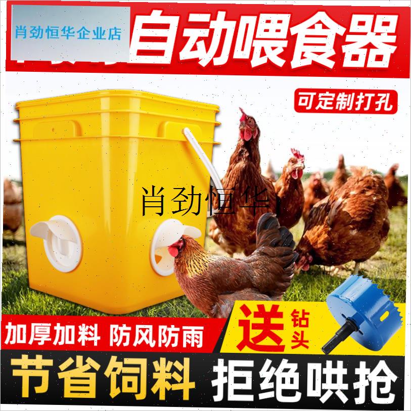 l喂鸡食槽家禽自动喂食神s器防撒饲料桶防鸟鸡鸭鹅鸽专用养鸡下料