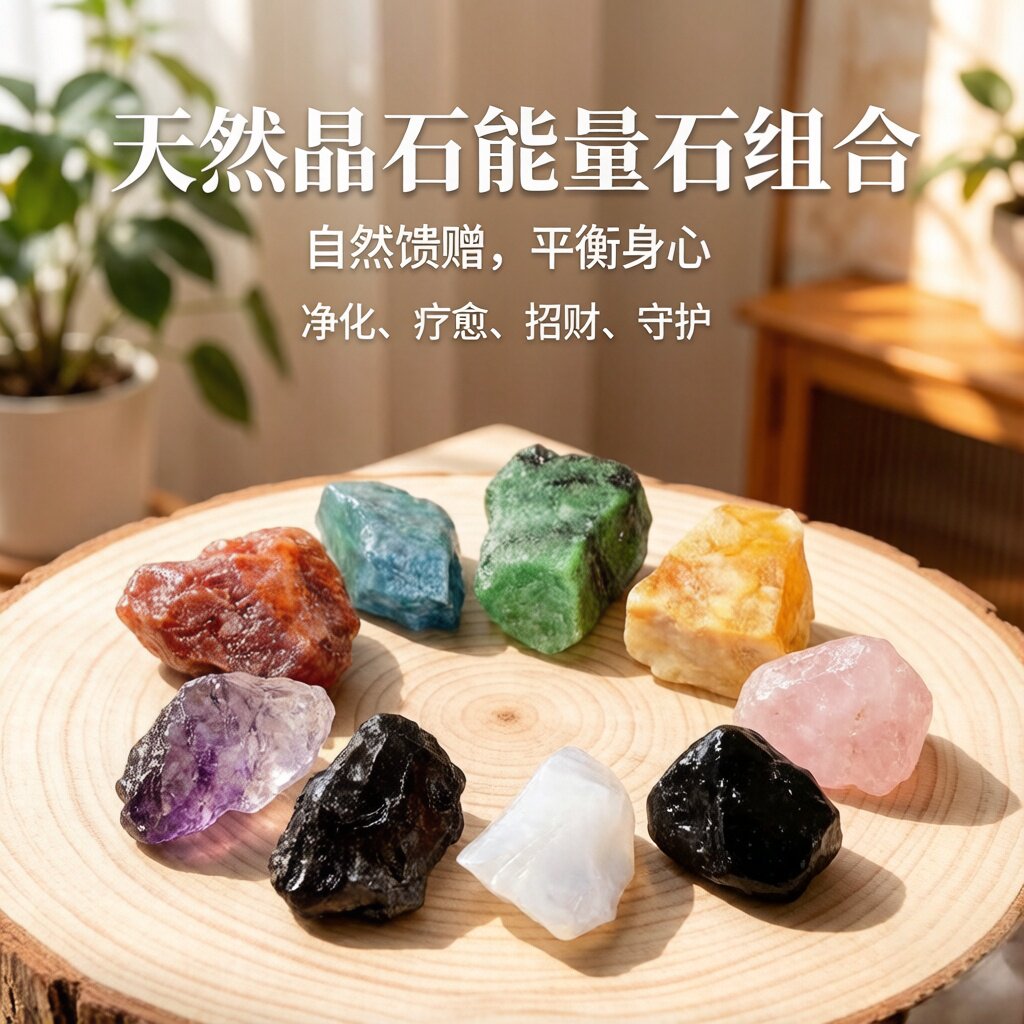 天然水晶原石组合鱼缸摆件矿石标本紫黄粉水晶矿物晶体香薰扩香石