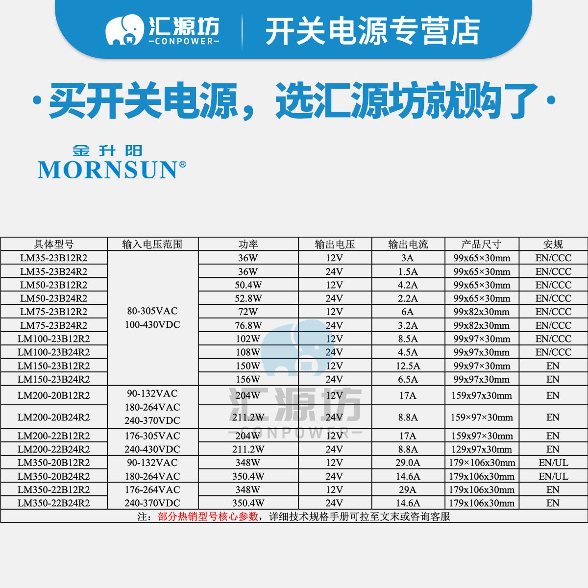 金升阳LM35/50/75/100/200/350W-20/22/23B12/24R2开关电源05/48v