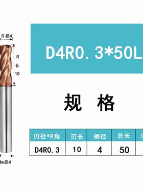 钨钢合金圆鼻铣刀加长圆鼻刀牛鼻子立铣刀4R0.5 1R0.2 1R0.5 6R1