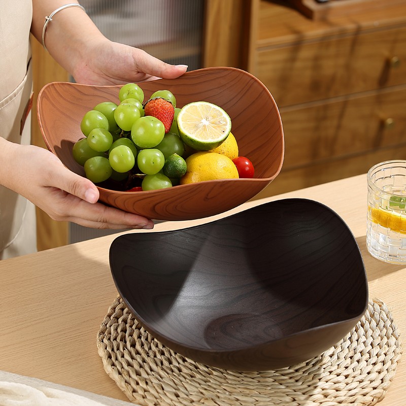 彷木质中古风水果盘客厅家用干果零食摆放盘网红新款茶几糖果盘