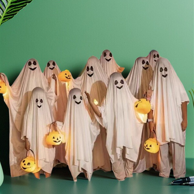 万圣节儿童服装男女童无脸cosplay服装幽灵服饰斗篷披风搞怪衣服