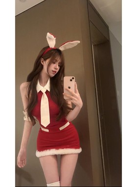 性感连衣裙女春季制服红色过新年cosplay服装战袍穿搭包臀短裙子
