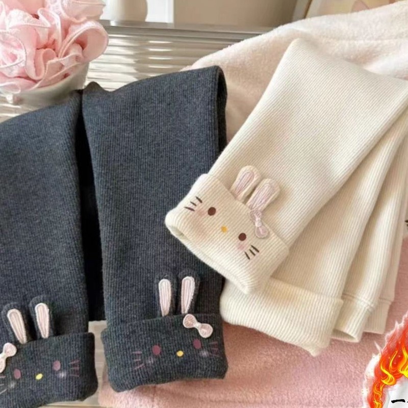 女童加绒打底裤秋2025冬季外穿宝宝保暖中小童秋装一体加厚裤子潮