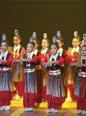 儿童汉服古典舞书简舞演出服壮志少年行古风诗朗诵服孔子曰舞蹈服