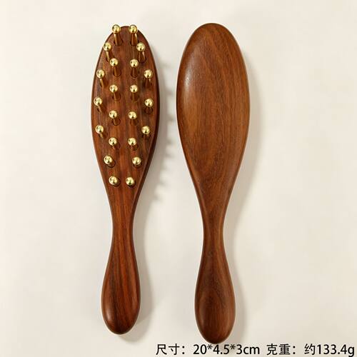 金丝檀木叹号钉钉梳经络按摩梳手柄插齿梳家用全身通用头皮经络梳