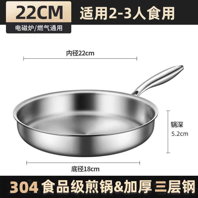 德国316不锈钢平底锅家用小号无涂层煎锅不粘锅煎鸡蛋煎牛排锅具