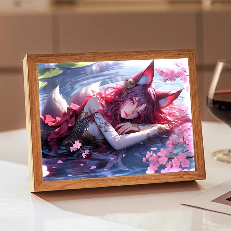 英雄联盟阿狸灯光画装饰画