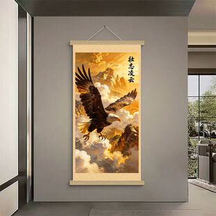 【壮志凌云】挂画玄关办公室客厅入户新中式背景装饰挂画竖版