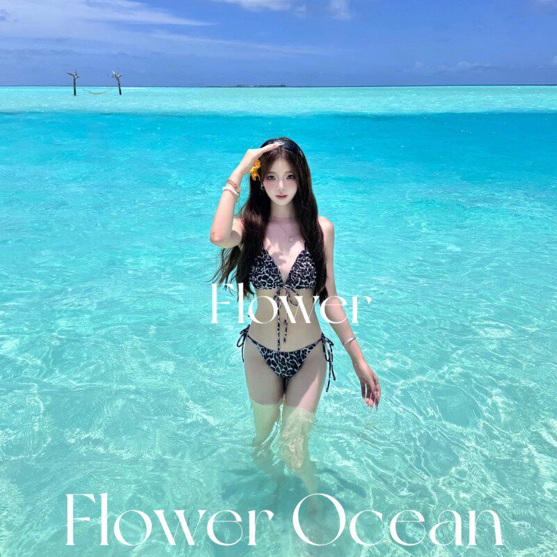 【小野猫】挂脖豹纹性感bikini三件套分体泳衣沙滩度假长裙比基尼