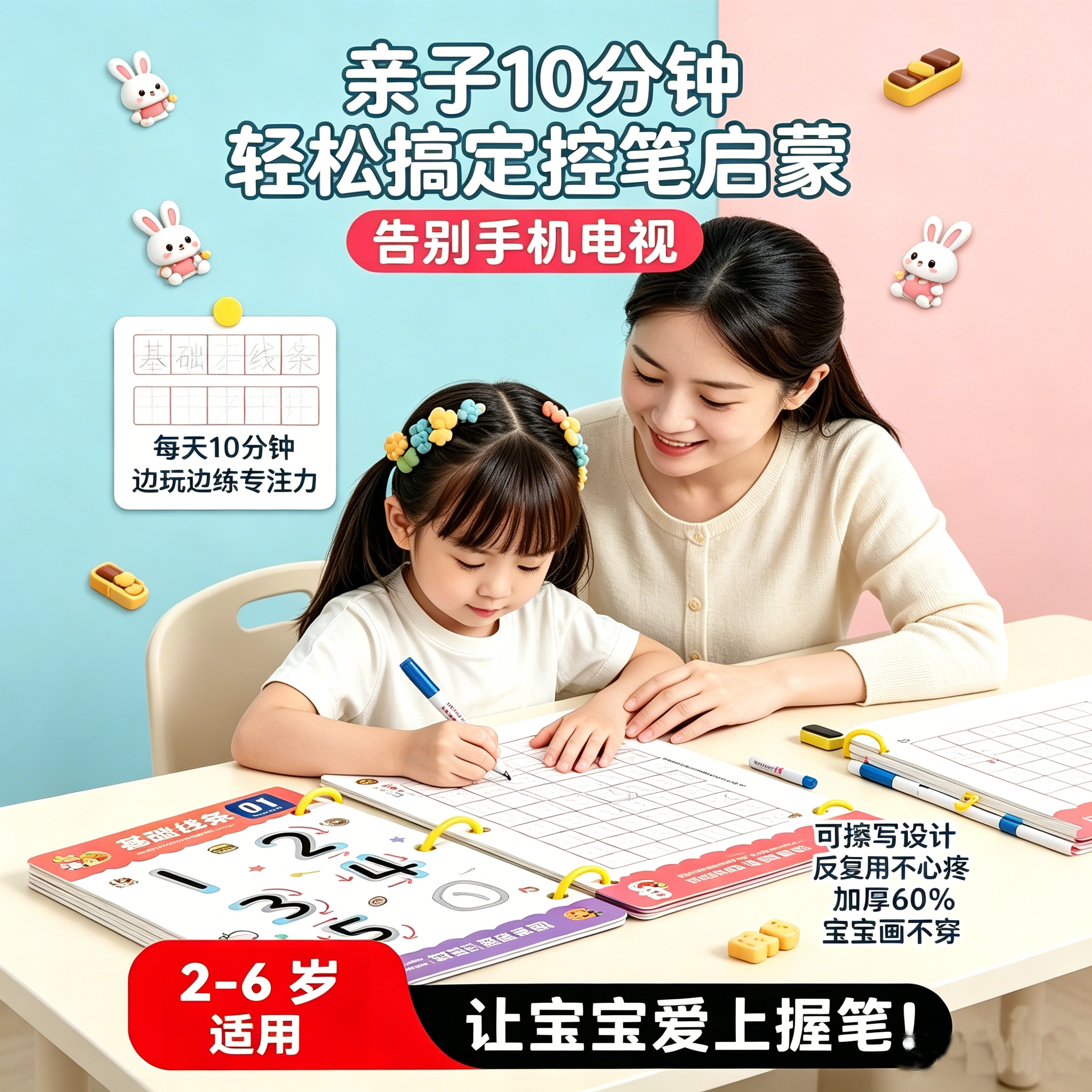 幼儿控笔训练字帖描红本儿童2岁3宝宝画画本涂色幼儿园入门练字本图片