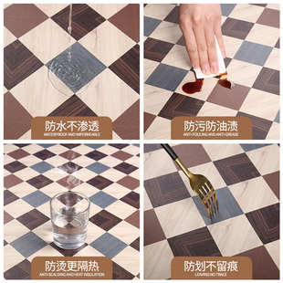 圆桌桌布高级感防水防油免洗家用木纹茶几垫大转盘皮革餐桌垫圆形