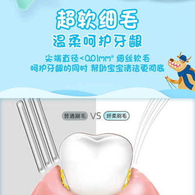 高露洁儿童牙刷6岁+0添加细毛软毛呵护幼牙颜色随机发货2支*2板