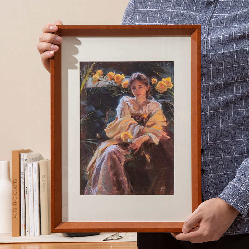 实木相框挂墙20寸4K纸素描装裱a4A3画框摆桌挂画油画木质外框框架