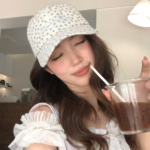 【猫仔kitten】韩版花朵印花刺绣休闲弯檐棒球帽夏季圆顶遮阳帽女