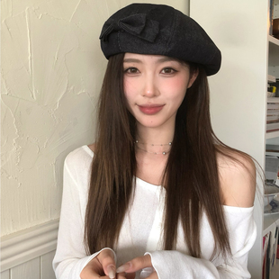 【猫仔kitten】时尚潮流蝴蝶结圆顶无檐贝雷帽女日常帽子八角帽