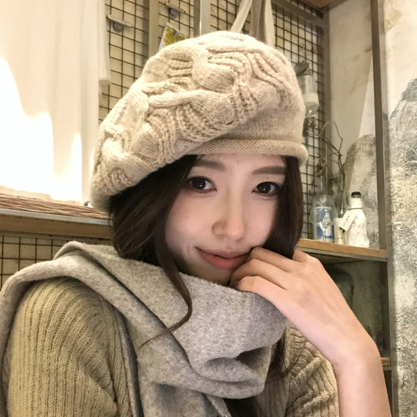 【猫仔kitten】手工钩花立体花纹复古针织包头帽显脸小冬季毛线帽