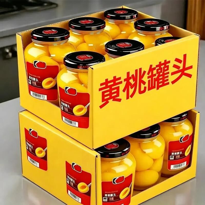 黄桃罐头【510g*4大瓶】新鲜水果罐头多汁果肉饱满零食1大瓶