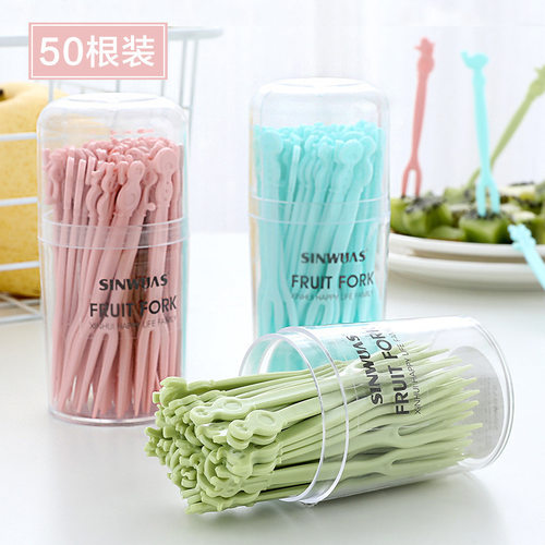 一次性塑料水果叉套装甜品咖啡
