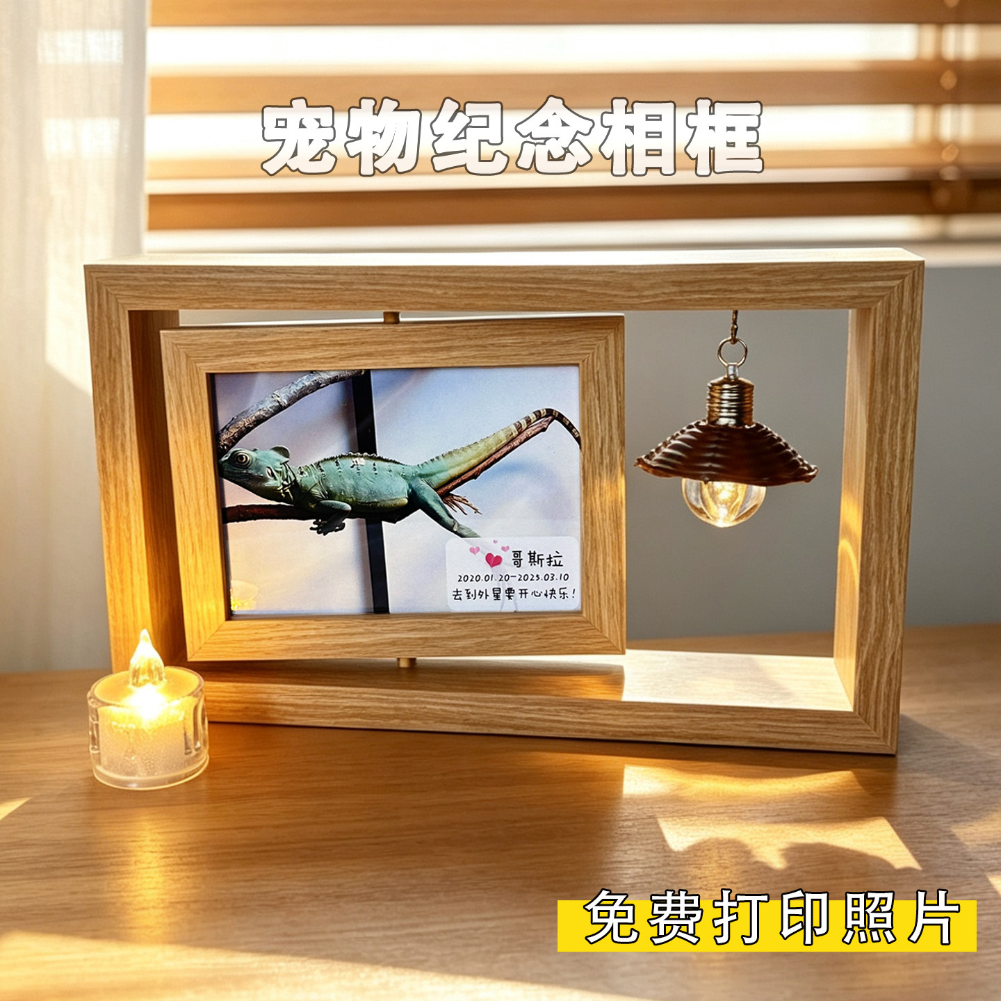 宠物纪念相框摆台照片定制蜥蜴猫咪狗收集毛发保存收藏离世纪念品