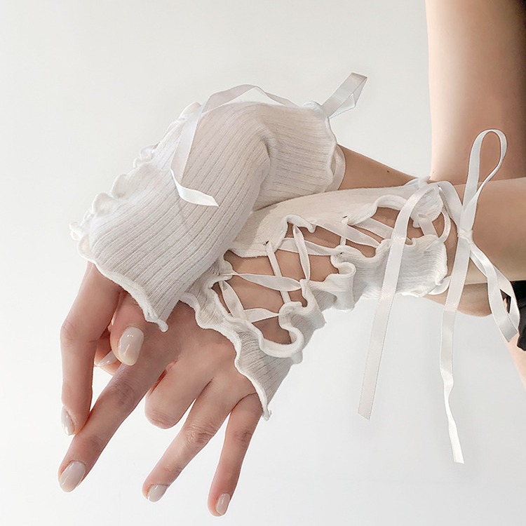 原宿风小众y2k袖套性感洋气diy绑带手袖jk露指cos手套薄夏