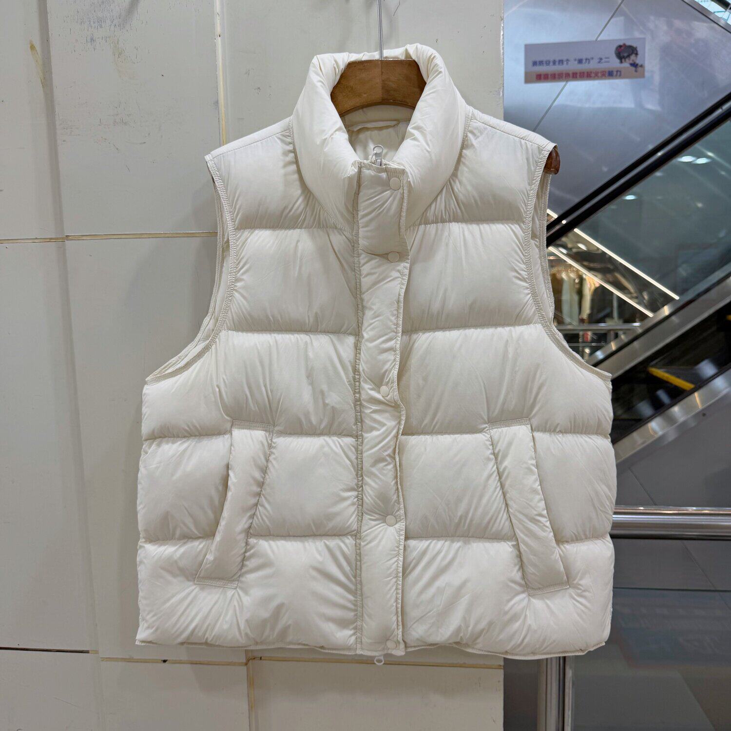 Y-6009欧货90白鸭绒羽绒马甲女拉链立领加厚保暖面包服百搭外套冬