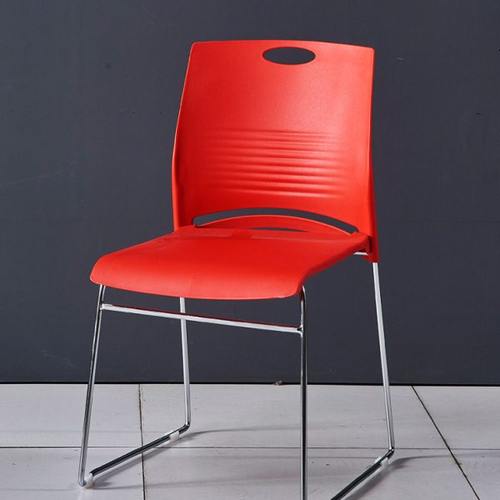 简易休闲培训椅实心钢筋架洽谈椅无扶手弓形会议椅可叠落塑钢椅子