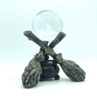 水晶球摆件展示架树脂扫帚塔罗桌面装饰支架水晶球底座球座礼物