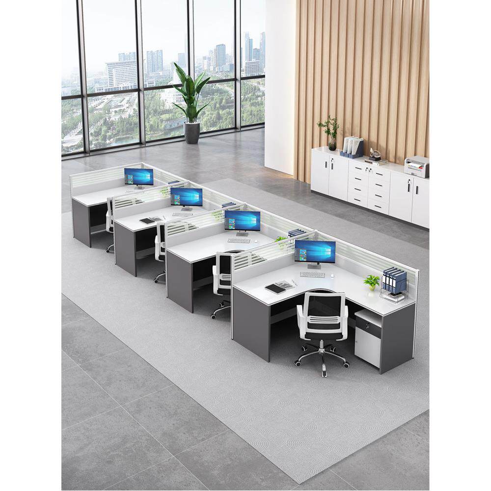 工作人员办公桌工作人员工作站4人屏幕甲板办公桌和椅子组合工作