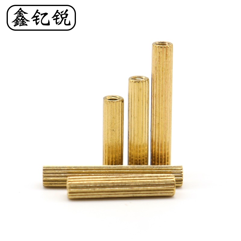 M2双通铜柱滚花铜螺柱圆型双头铜柱安防隔离柱*3x5x11x15mm支撑柱