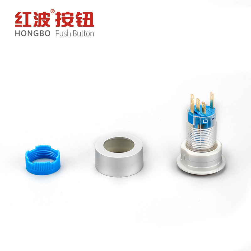 HBAN红波22mm按钮开关HBS1-AWY圆形带灯自复自锁220伏12 24V电压