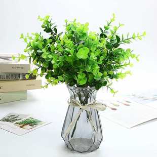 直销仿真植物绿植盆栽隔断栅栏装 新款 饰花草塑料插花配材7叉金钱