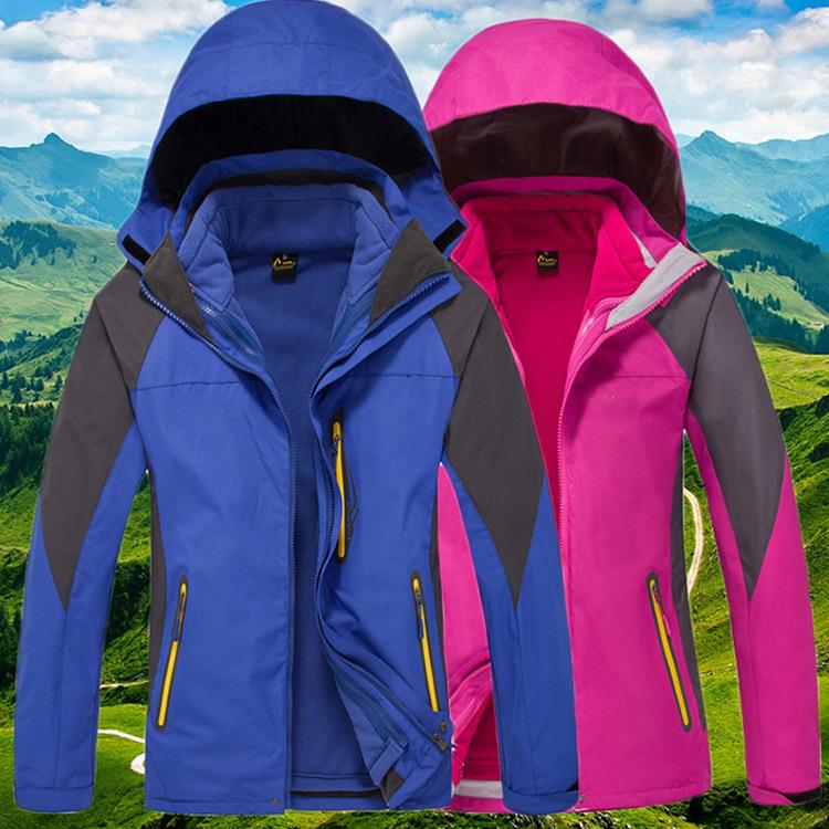 新款直销秋冬季户外冲锋衣男女三合一可拆卸加绒加厚登山服防风衣