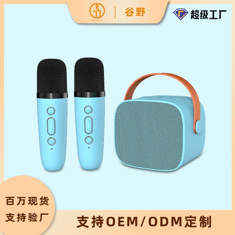 P2双麦无线蓝牙小音箱带话筒家庭便携迷你音响户外K歌一体的音响