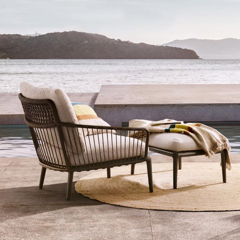 北欧休闲阳台小沙发懒人躺藤编创意椅桌椅茶几简约三件套庭院组合