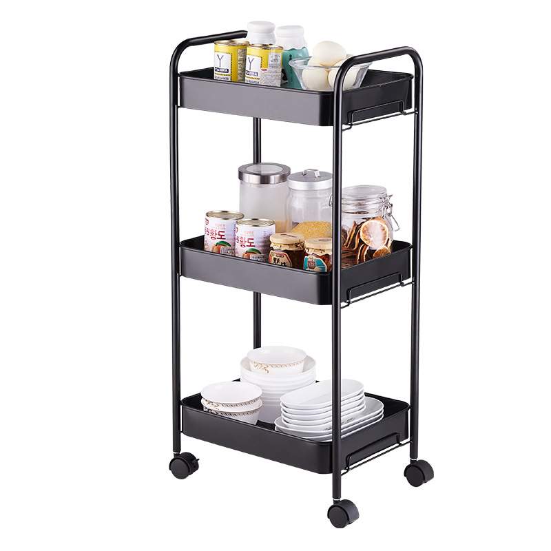 心家宜厨房置物架落地多层蔬菜收纳架菜篮子架子可移动带轮小推车