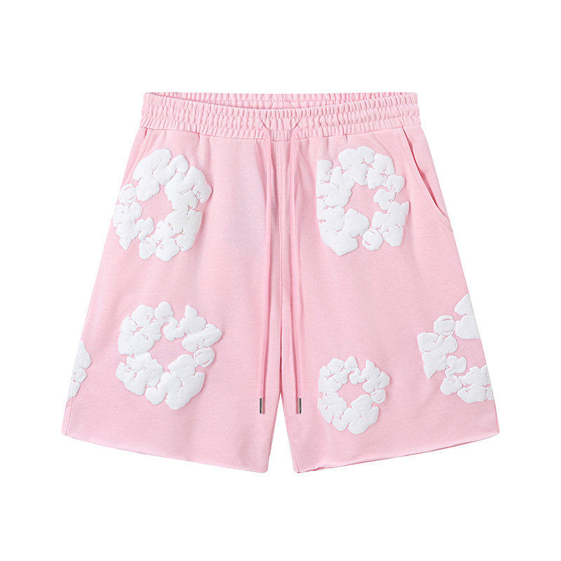 thumbnail for High version kapok foam printed American niche cotton sports cropped pants for men and women beach casual shorts