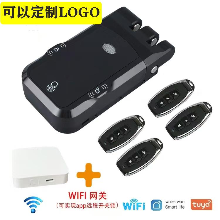 推拉平移门隐形遥控防盗门锁智能电子锁采用双系统双马达拉勾锁扣